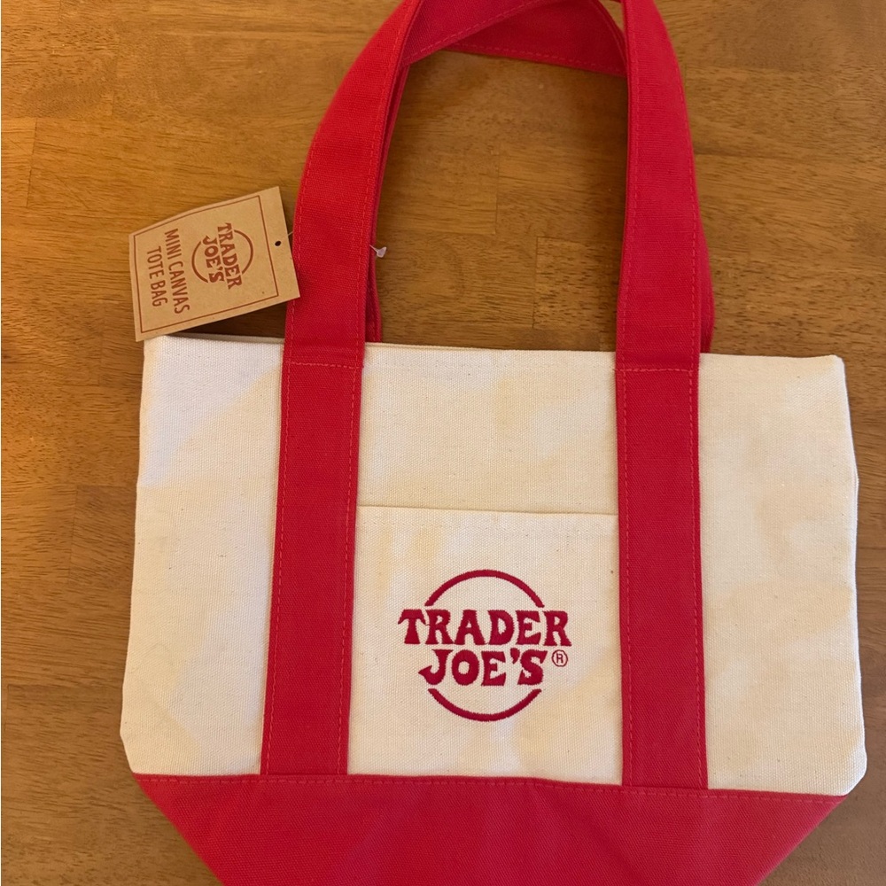 New! Trader Joe's Red and Cream Mini Tote